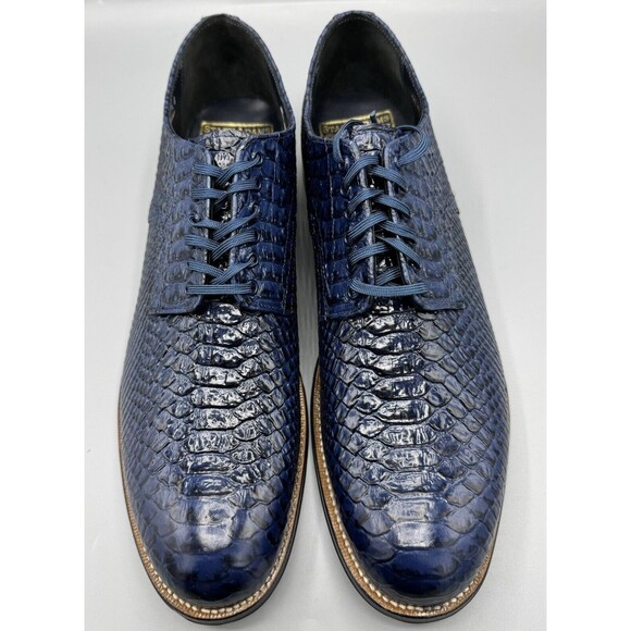 Stacy Adams Men\'s Madison Oxford Anaconda Print Shoes, Blue, Size 12 D main image 7